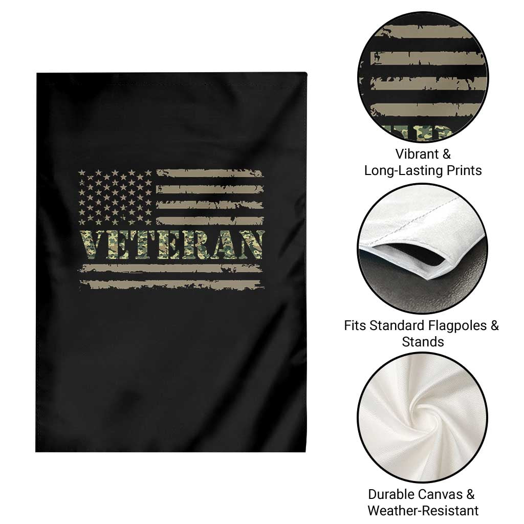 Veteran Garden Flag Retro Patriotic Army Camouflage US Flag