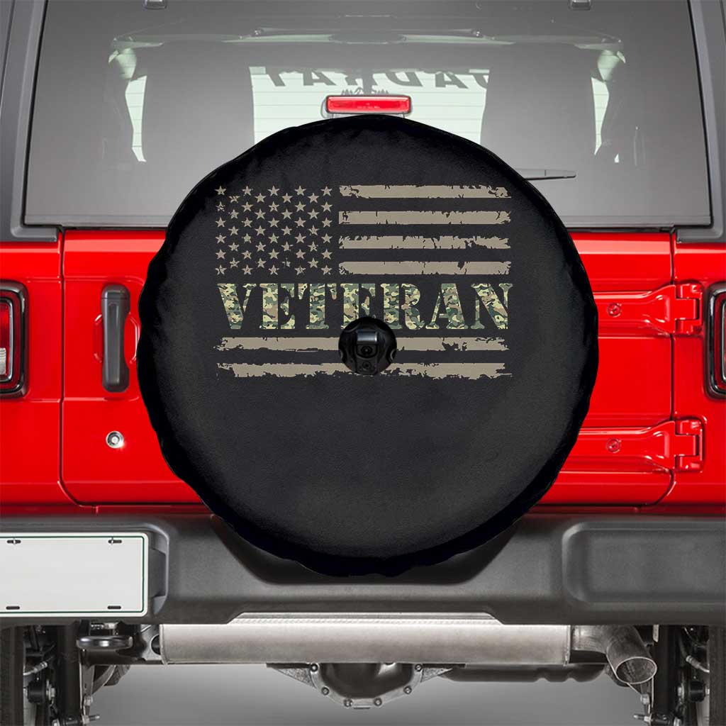 Veteran Spare Tire Cover Retro Patriotic Army Camouflage US Flag