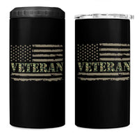 Veteran 4 in 1 Can Cooler Tumbler Retro Patriotic Army Camouflage US Flag