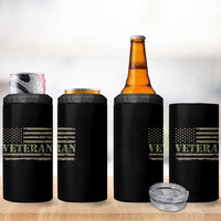 Veteran 4 in 1 Can Cooler Tumbler Retro Patriotic Army Camouflage US Flag