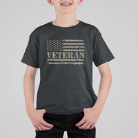 Veteran T Shirt For Kid Retro Patriotic Army Camouflage US Flag