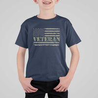Veteran T Shirt For Kid Retro Patriotic Army Camouflage US Flag