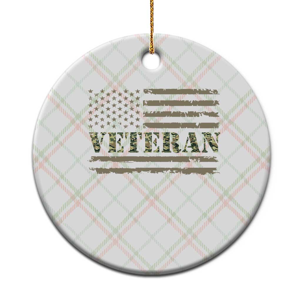 Veteran Ceramic Ornament Retro Patriotic Army Camouflage US Flag