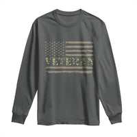 Veteran Long Sleeve Shirt Retro Patriotic Army Camouflage US Flag