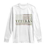 Veteran Long Sleeve Shirt Retro Patriotic Army Camouflage US Flag