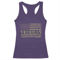 Veteran Racerback Tank Top Retro Patriotic Army Camouflage US Flag