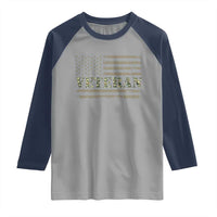 Veteran Raglan Shirt Retro Patriotic Army Camouflage US Flag