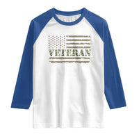 Veteran Raglan Shirt Retro Patriotic Army Camouflage US Flag