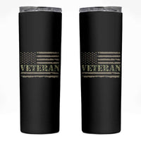 Veteran Skinny Tumbler Retro Patriotic Army Camouflage US Flag