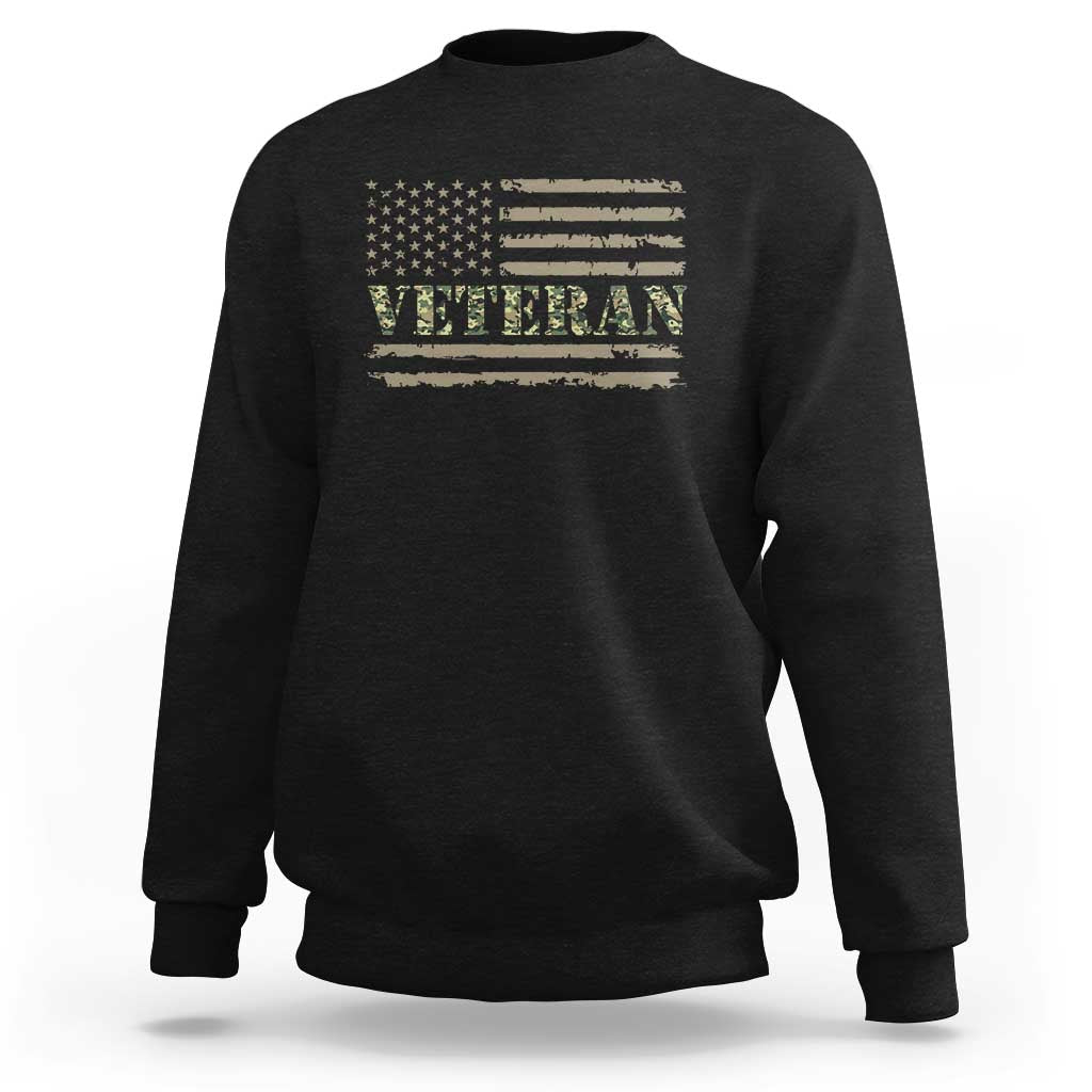 Veteran Sweatshirt Retro Patriotic Army Camouflage US Flag