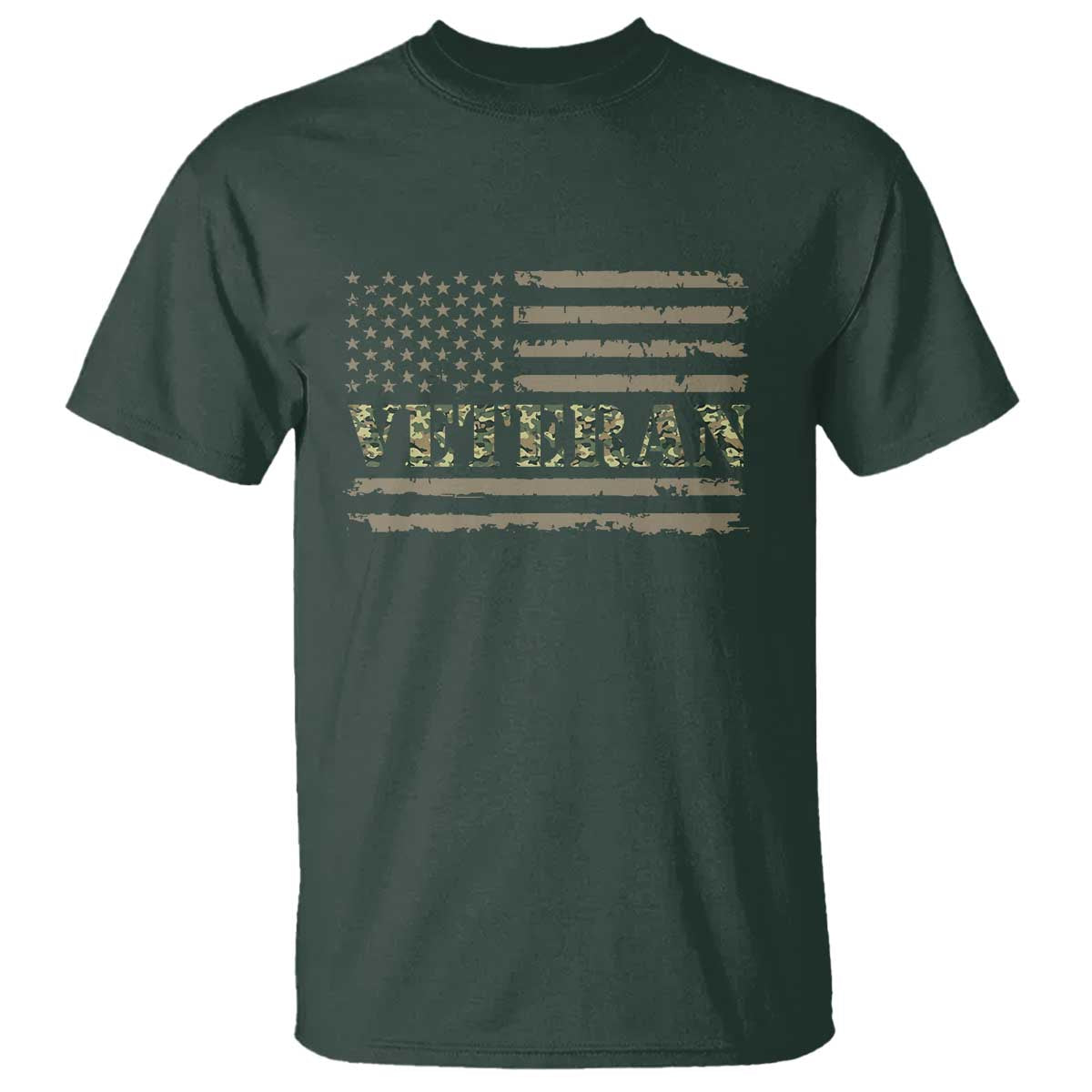 Veteran T Shirt Retro Patriotic Army Camouflage US Flag