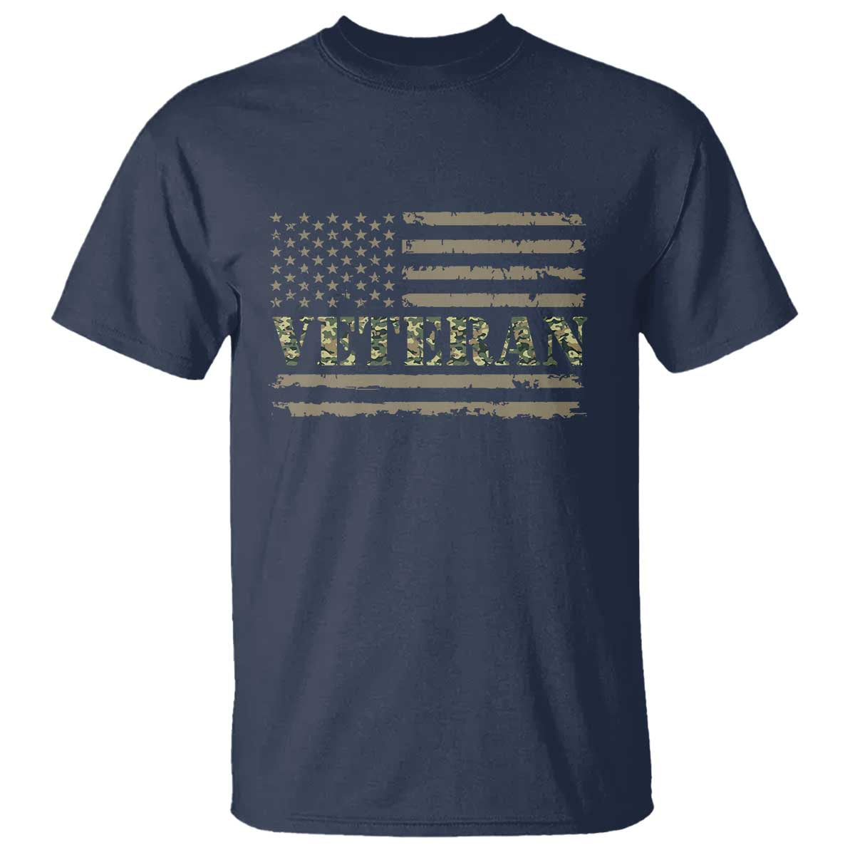 Veteran T Shirt Retro Patriotic Army Camouflage US Flag