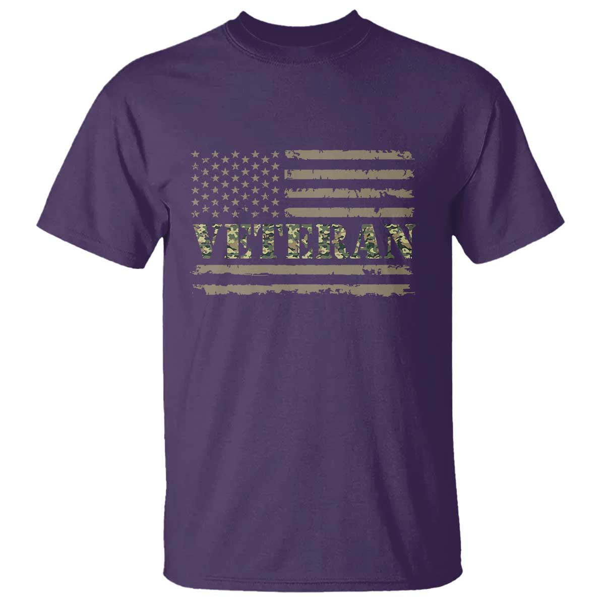 Veteran T Shirt Retro Patriotic Army Camouflage US Flag