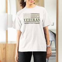 Veteran T Shirt For Women Retro Patriotic Army Camouflage US Flag