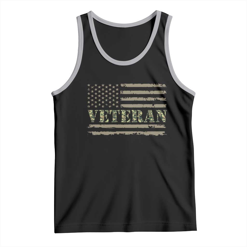 Veteran Tank Top Retro Patriotic Army Camouflage US Flag