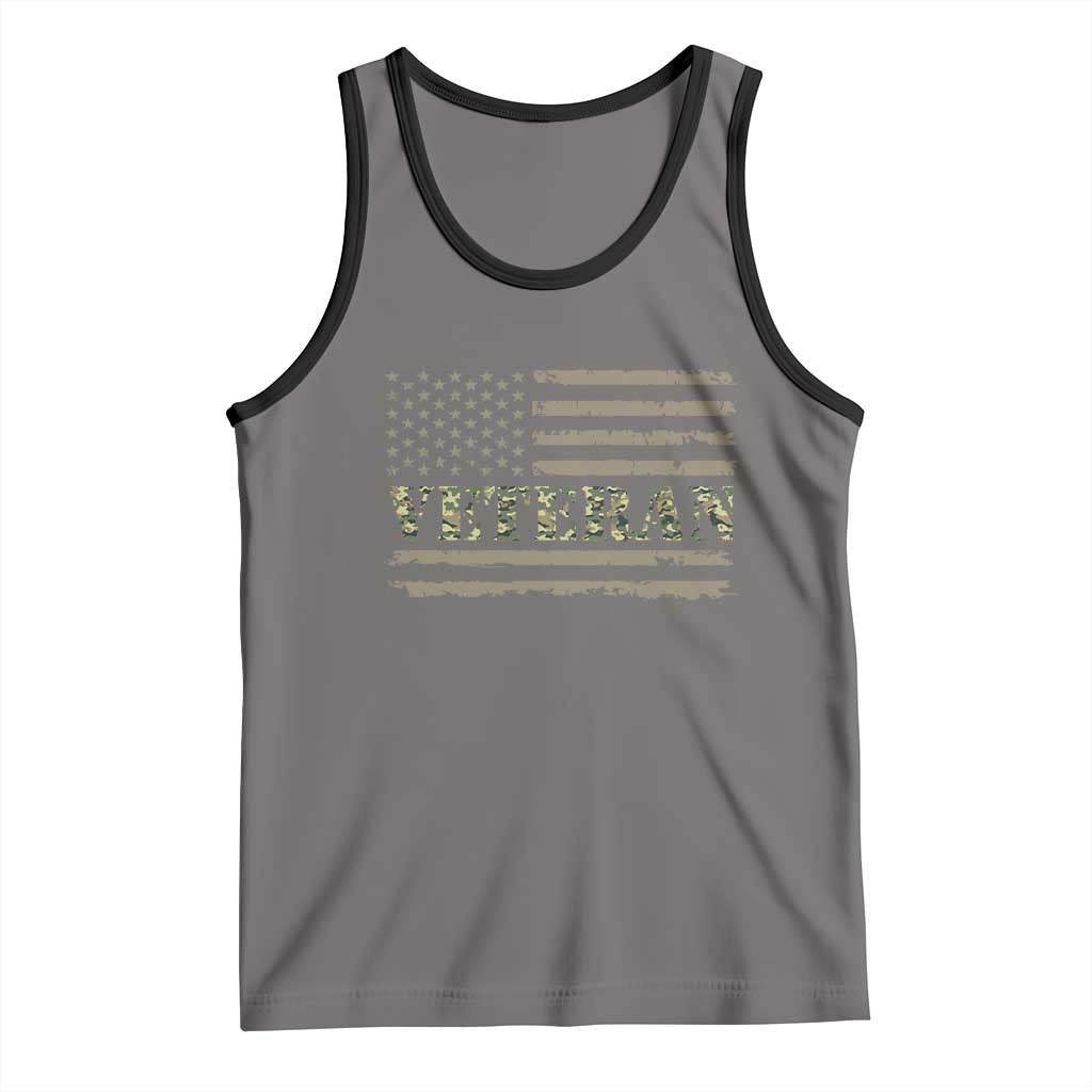 Veteran Tank Top Retro Patriotic Army Camouflage US Flag