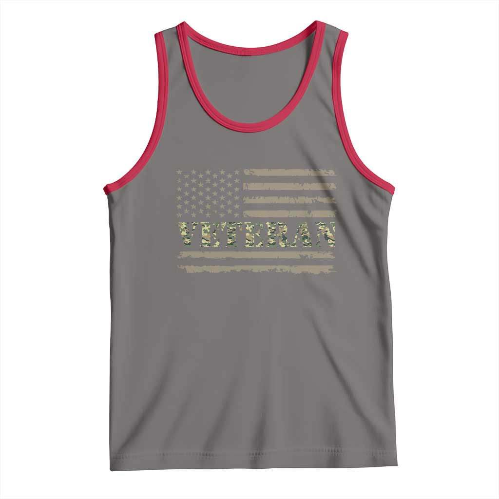 Veteran Tank Top Retro Patriotic Army Camouflage US Flag