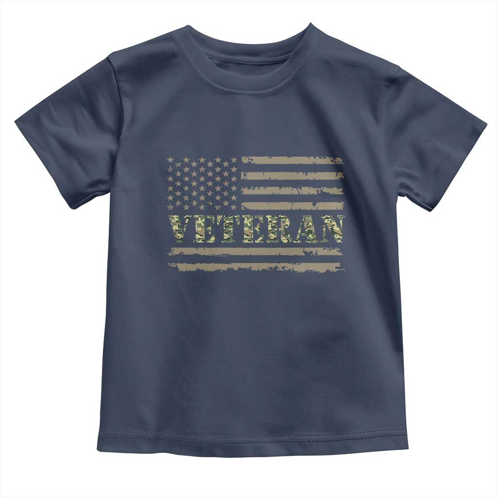 Veteran Toddler T Shirt Retro Patriotic Army Camouflage US Flag