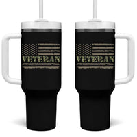 Veteran Tumbler With Handle Retro Patriotic Army Camouflage US Flag