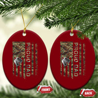 Personalized Proud Army Dad Ceramic Ornament Custom Name Dog Tag Camo American Flag Gift