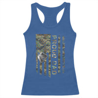 Personalized Proud Army Dad Racerback Tank Top Custom Name Dog Tag Camo American Flag Gift