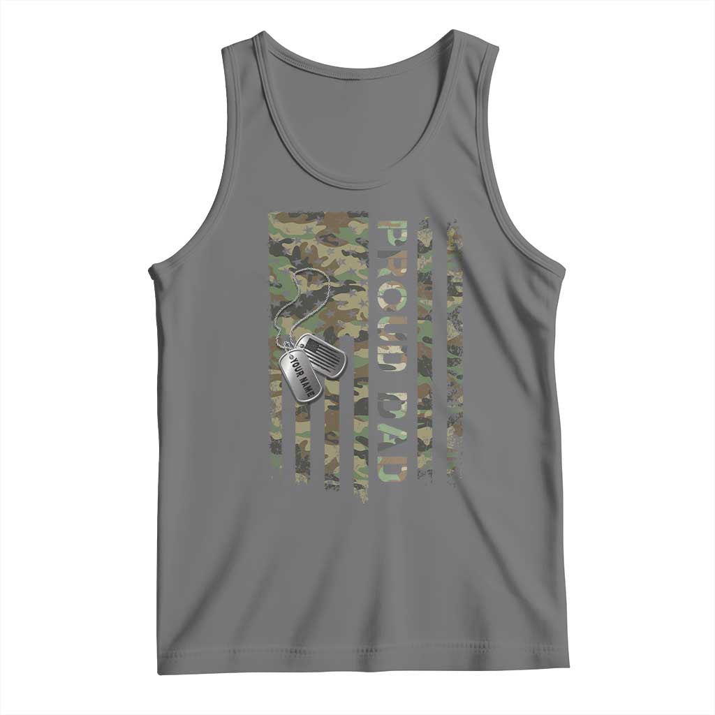 Personalized Proud Army Dad Tank Top Custom Name Dog Tag Camo American Flag Gift
