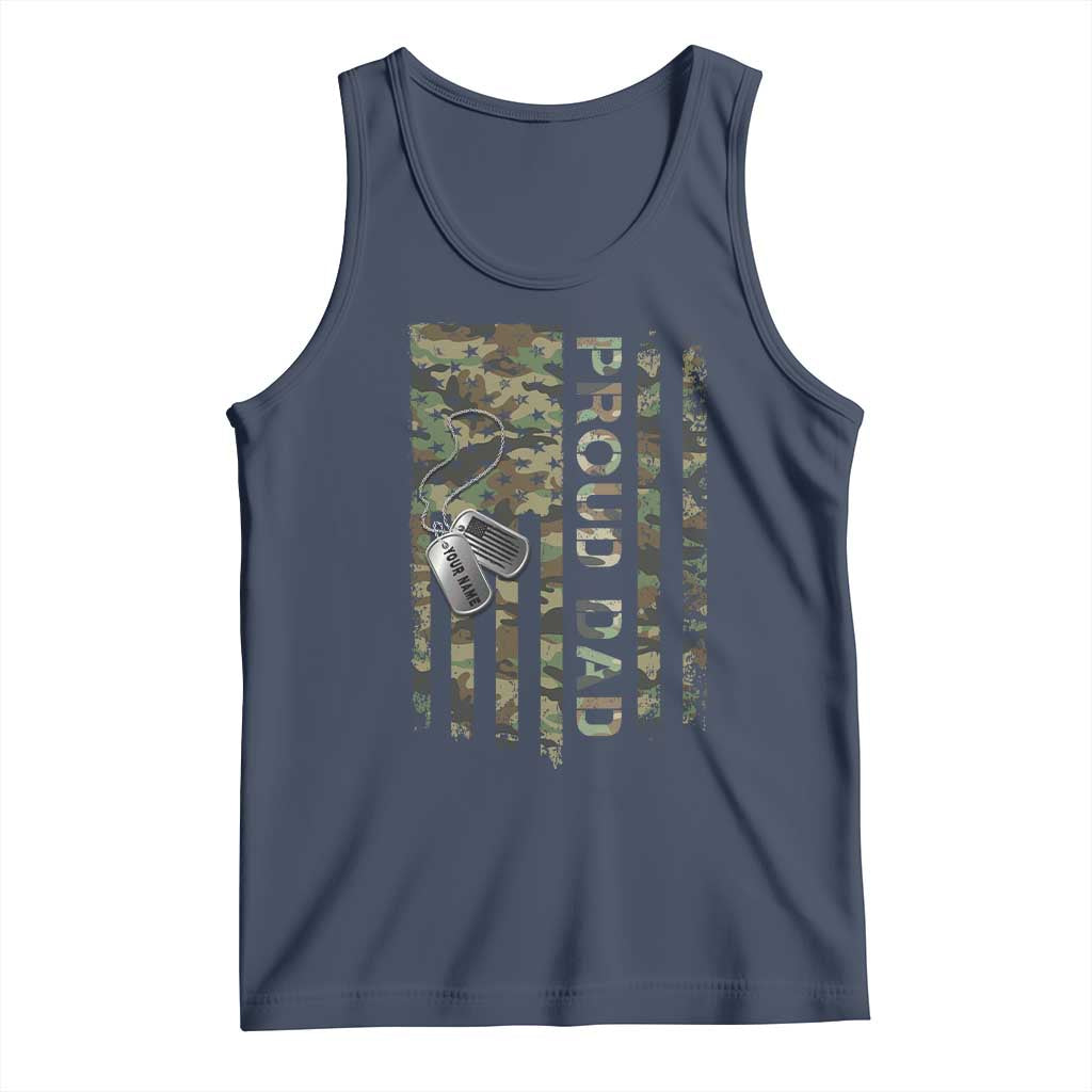 Personalized Proud Army Dad Tank Top Custom Name Dog Tag Camo American Flag Gift