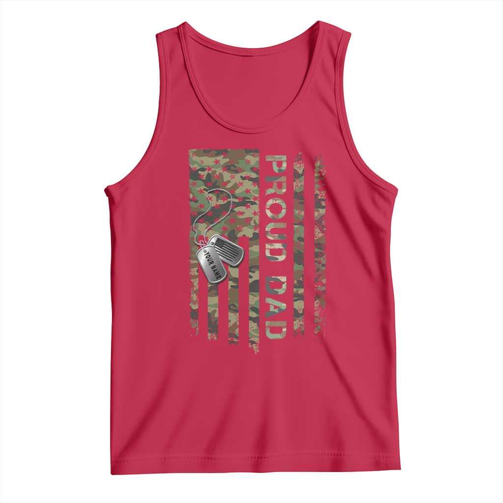 Personalized Proud Army Dad Tank Top Custom Name Dog Tag Camo American Flag Gift