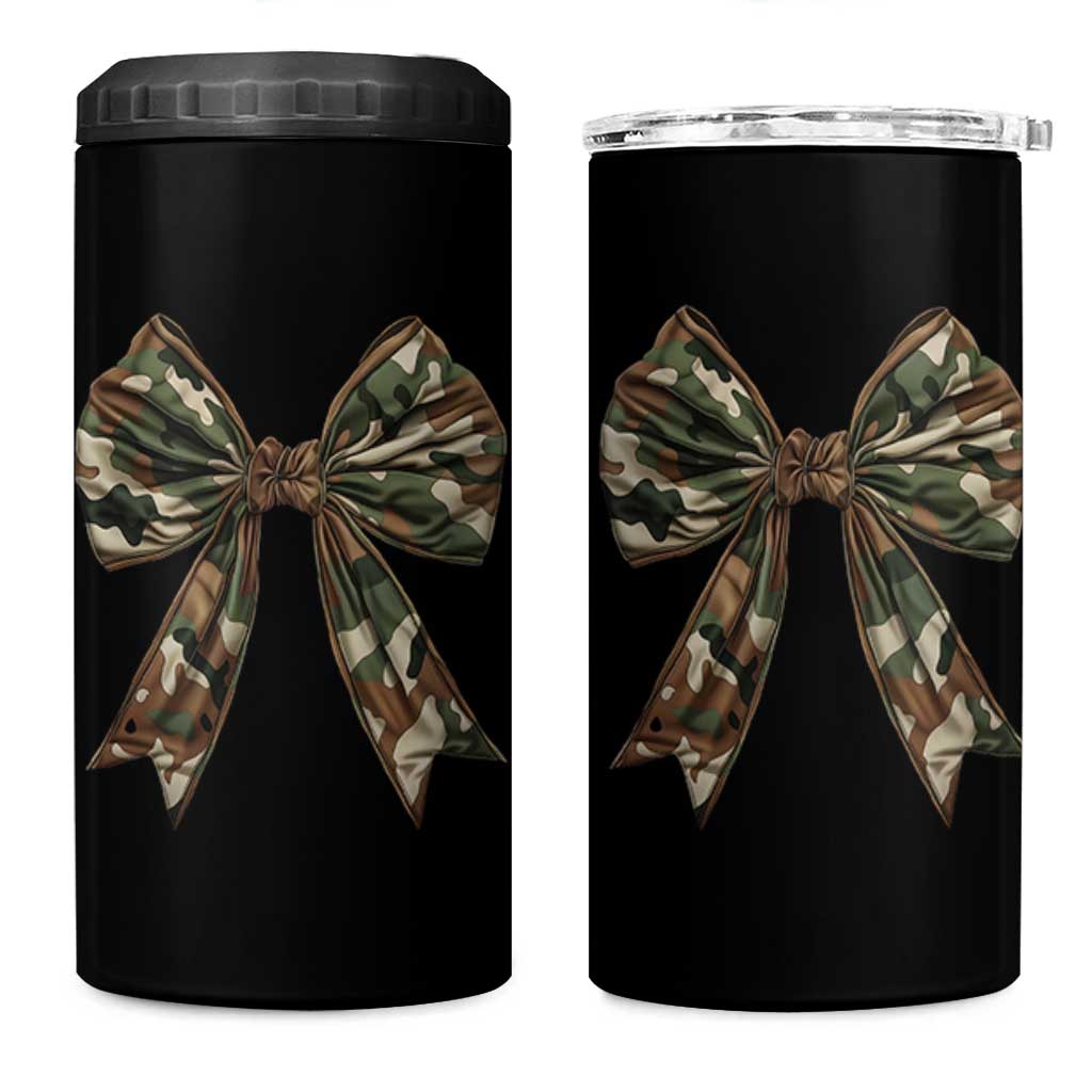 Camo Coquette Bow 4 in 1 Can Cooler Tumbler Camouflage Old Hunting Women Girl