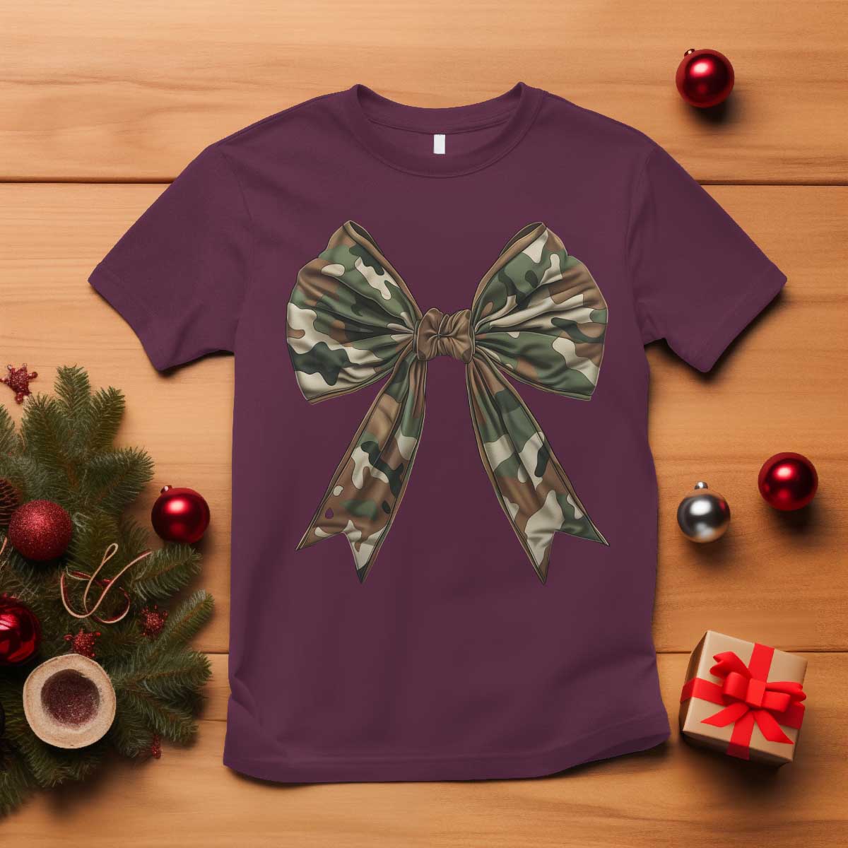 Camo Coquette Bow T Shirt Camouflage Old Hunting Women Girl - Wonder Print Shop