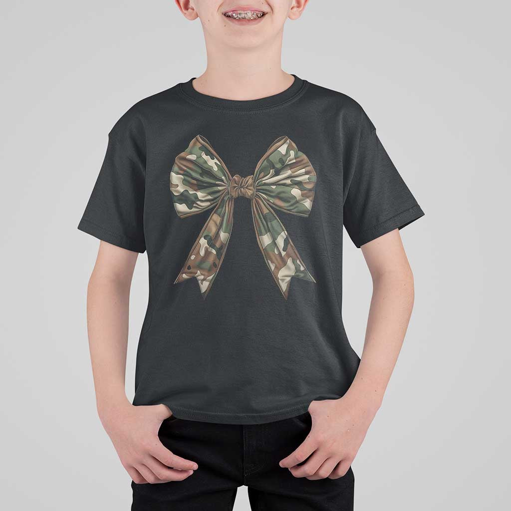 Camo Coquette Bow T Shirt For Kid Camouflage Old Hunting Women Girl - Wonder Print Shop