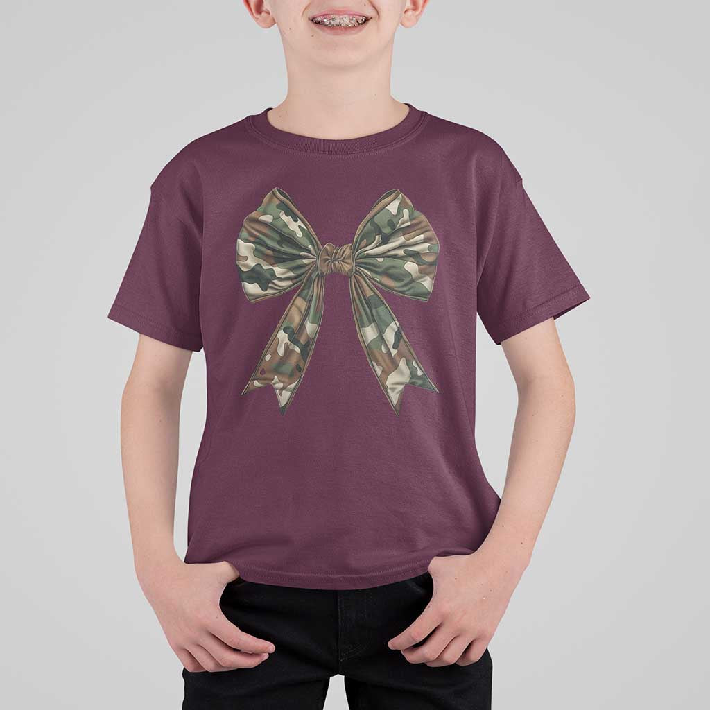 Camo Coquette Bow T Shirt For Kid Camouflage Old Hunting Women Girl - Wonder Print Shop