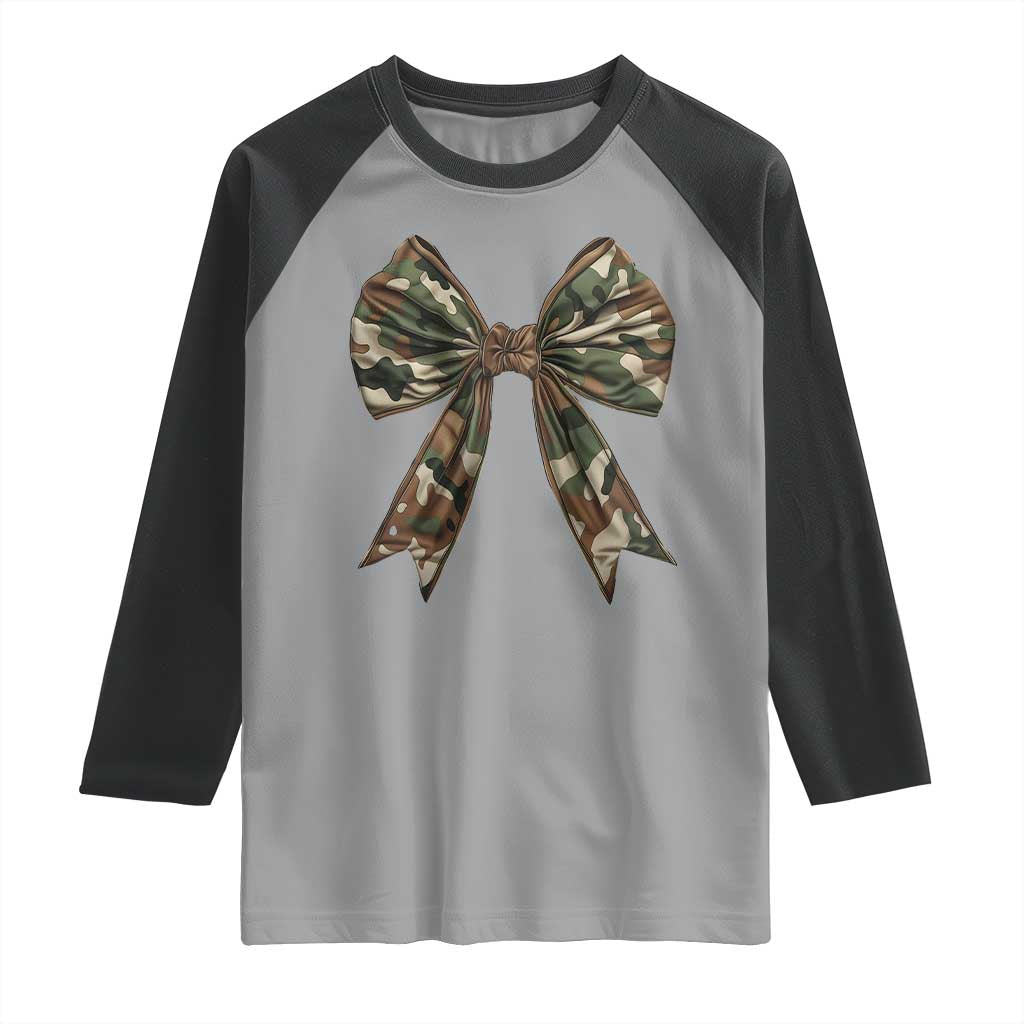 Camo Coquette Bow Raglan Shirt Camouflage Old Hunting Women Girl