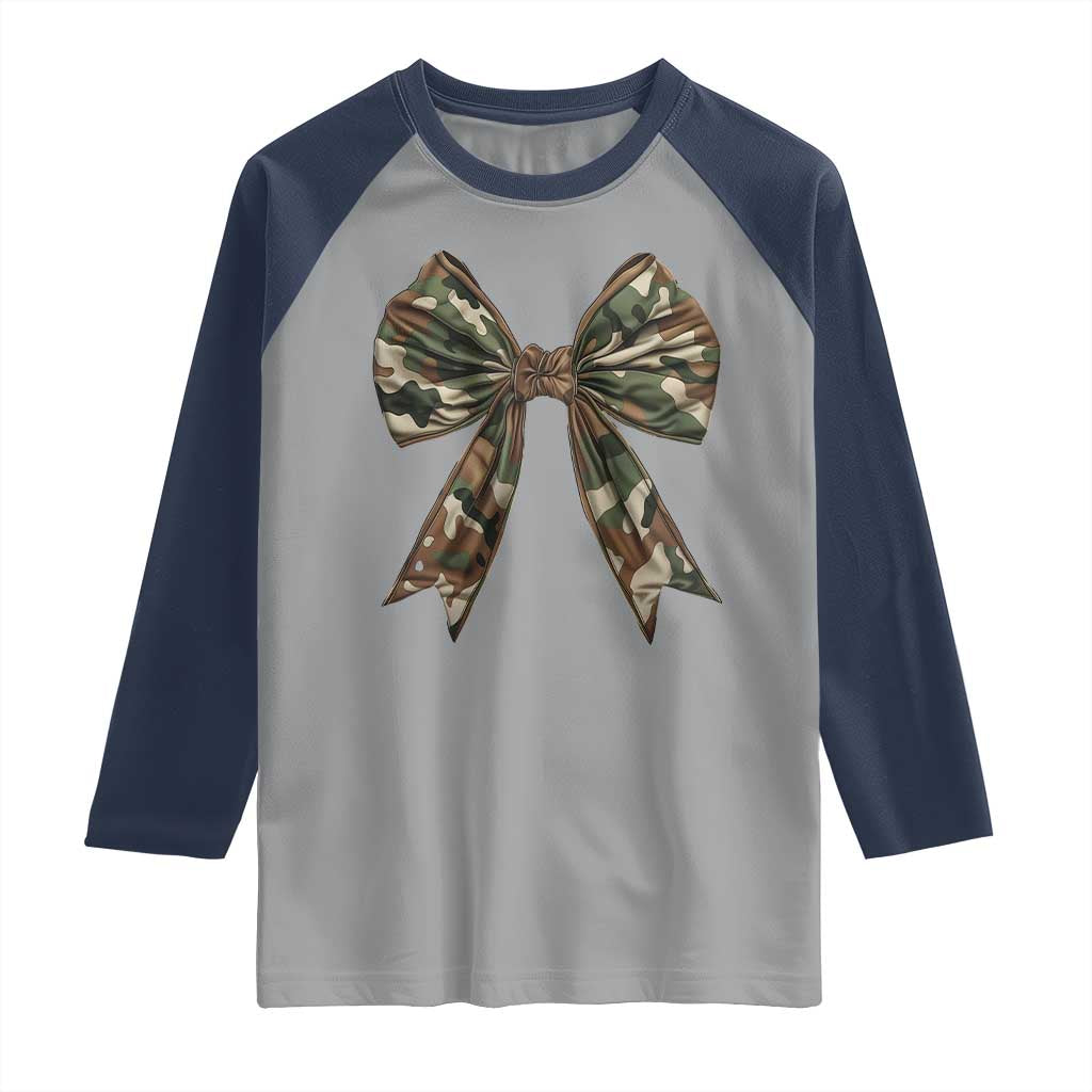 Camo Coquette Bow Raglan Shirt Camouflage Old Hunting Women Girl