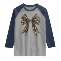 Camo Coquette Bow Raglan Shirt Camouflage Old Hunting Women Girl
