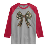 Camo Coquette Bow Raglan Shirt Camouflage Old Hunting Women Girl
