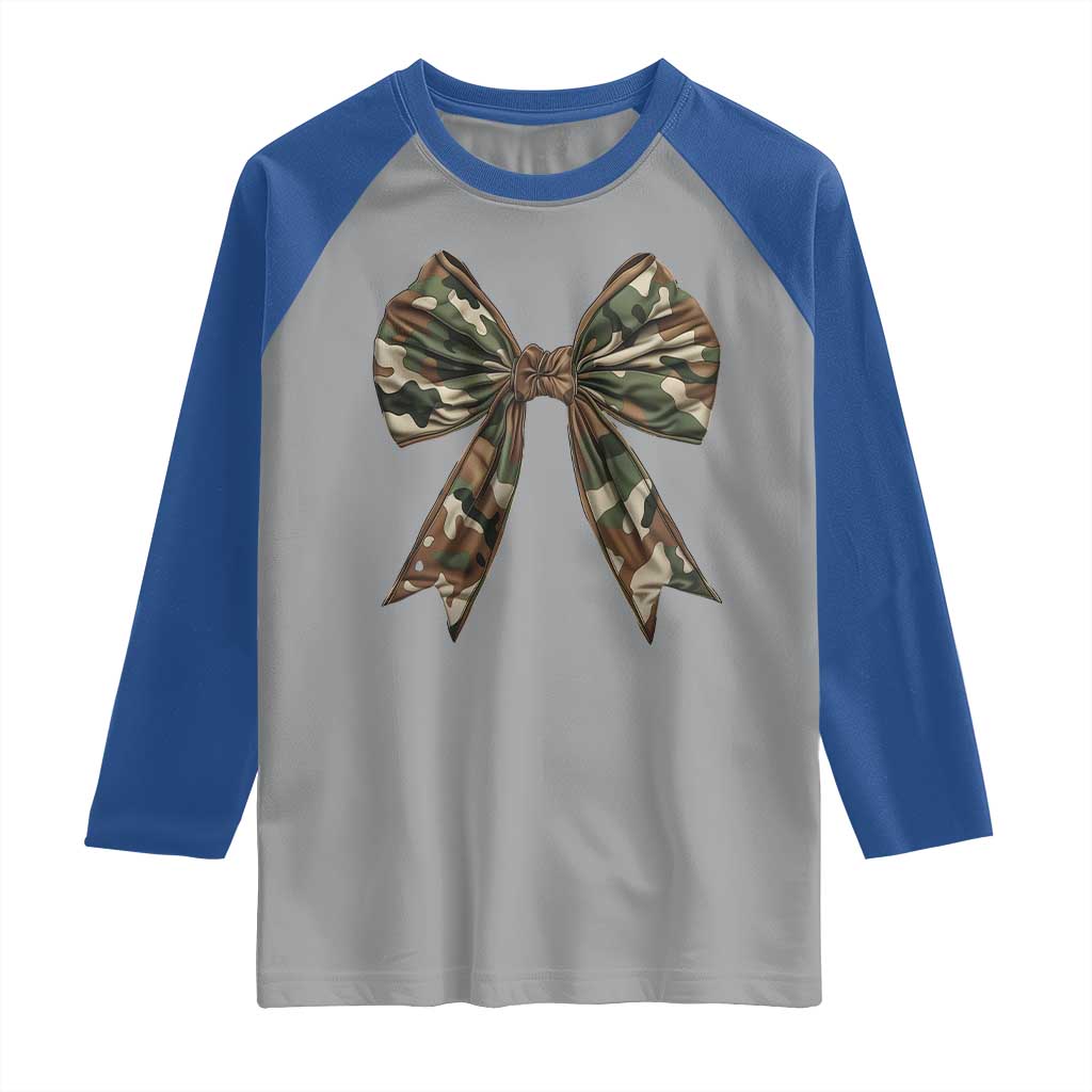 Camo Coquette Bow Raglan Shirt Camouflage Old Hunting Women Girl