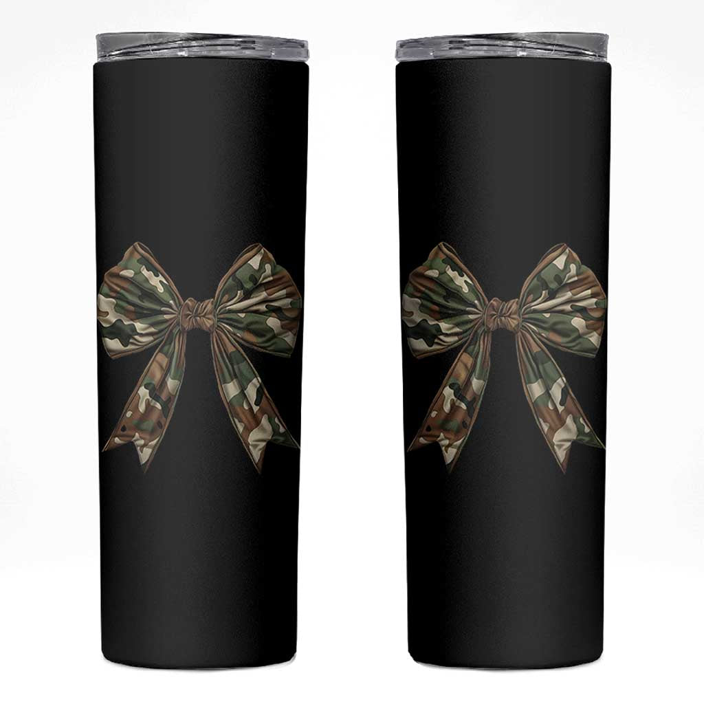 Camo Coquette Bow Skinny Tumbler Camouflage Old Hunting Women Girl