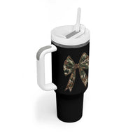 Camo Coquette Bow Tumbler With Handle Camouflage Old Hunting Women Girl