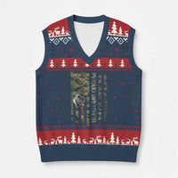 Personalized Proud Army Brother V-Neck Knit Sweater Vest Custom Name Dog Tag Camo American Flag Gift