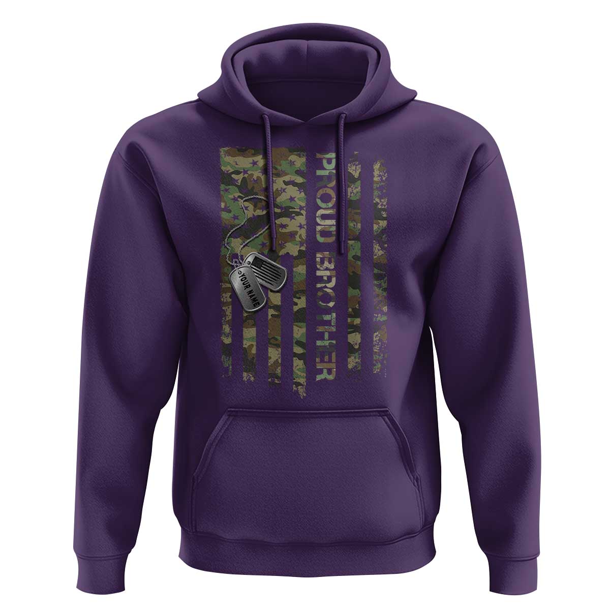 Personalized Proud Army Brother Hoodie Custom Name Dog Tag Camo American Flag Gift