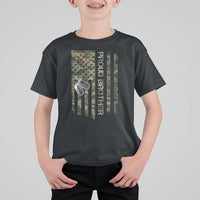 Personalized Proud Army Brother T Shirt For Kid Custom Name Dog Tag Camo American Flag Gift