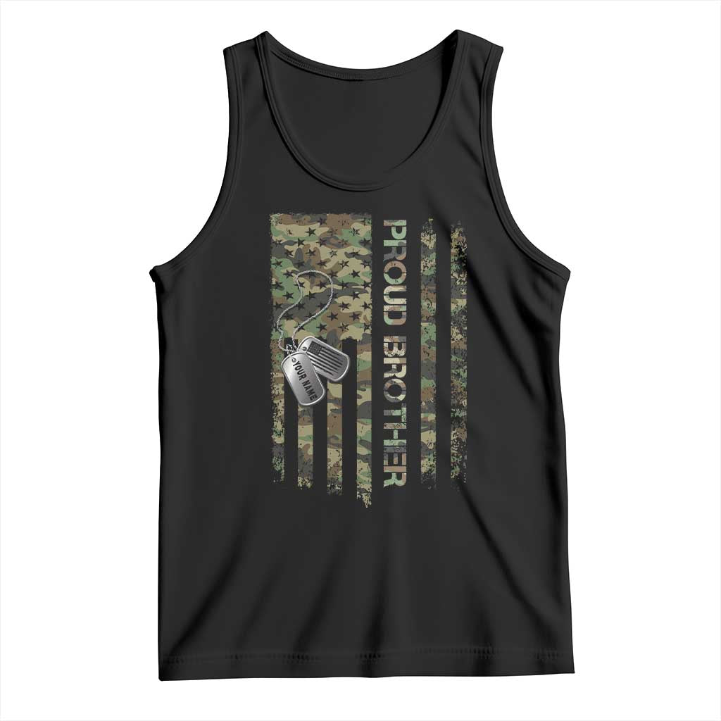 Personalized Proud Army Brother Tank Top Custom Name Dog Tag Camo American Flag Gift