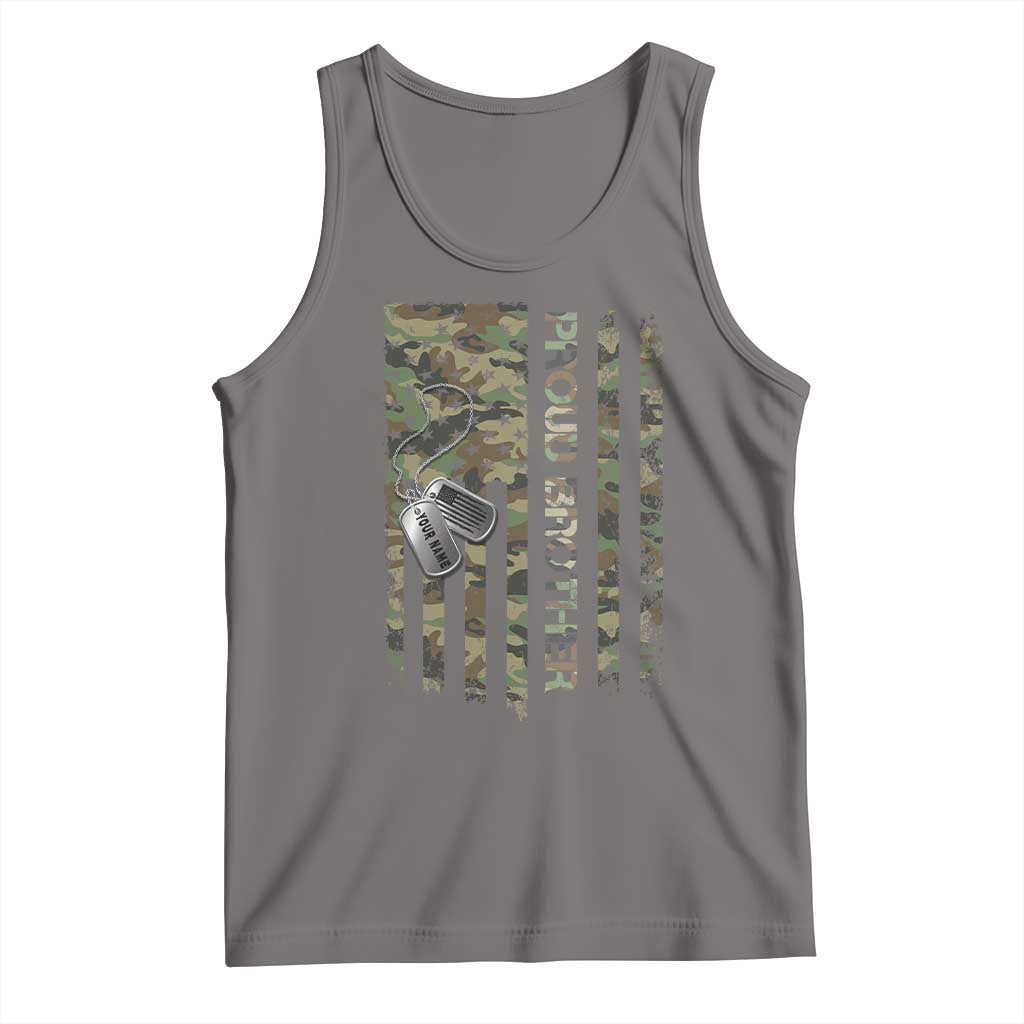 Personalized Proud Army Brother Tank Top Custom Name Dog Tag Camo American Flag Gift
