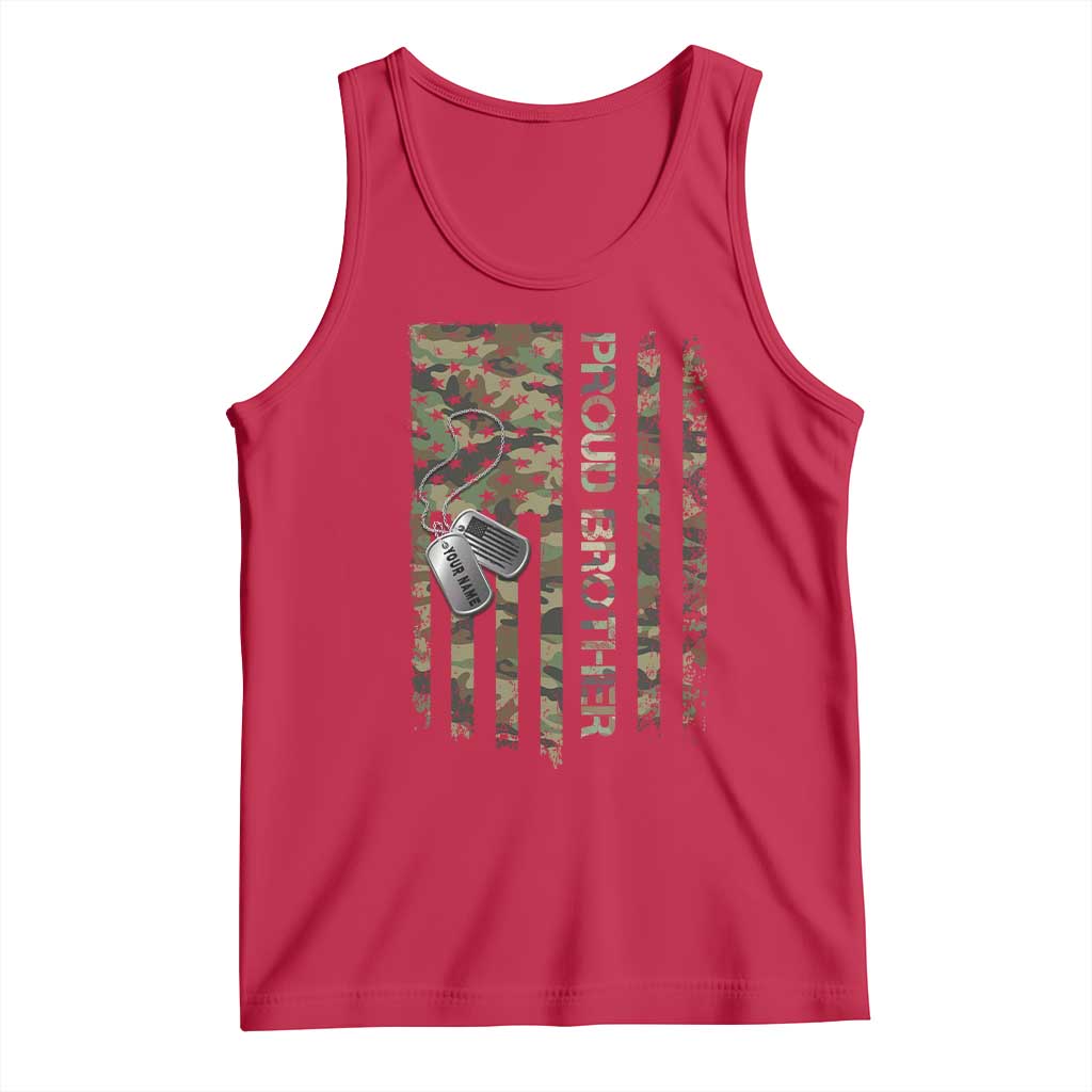 Personalized Proud Army Brother Tank Top Custom Name Dog Tag Camo American Flag Gift