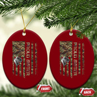 Personalized Proud Army Sister Ceramic Ornament Custom Name Dog Tag Camo American Flag Gift