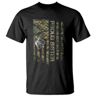 Personalized Proud Army Sister T Shirt Custom Name Dog Tag Camo American Flag Gift