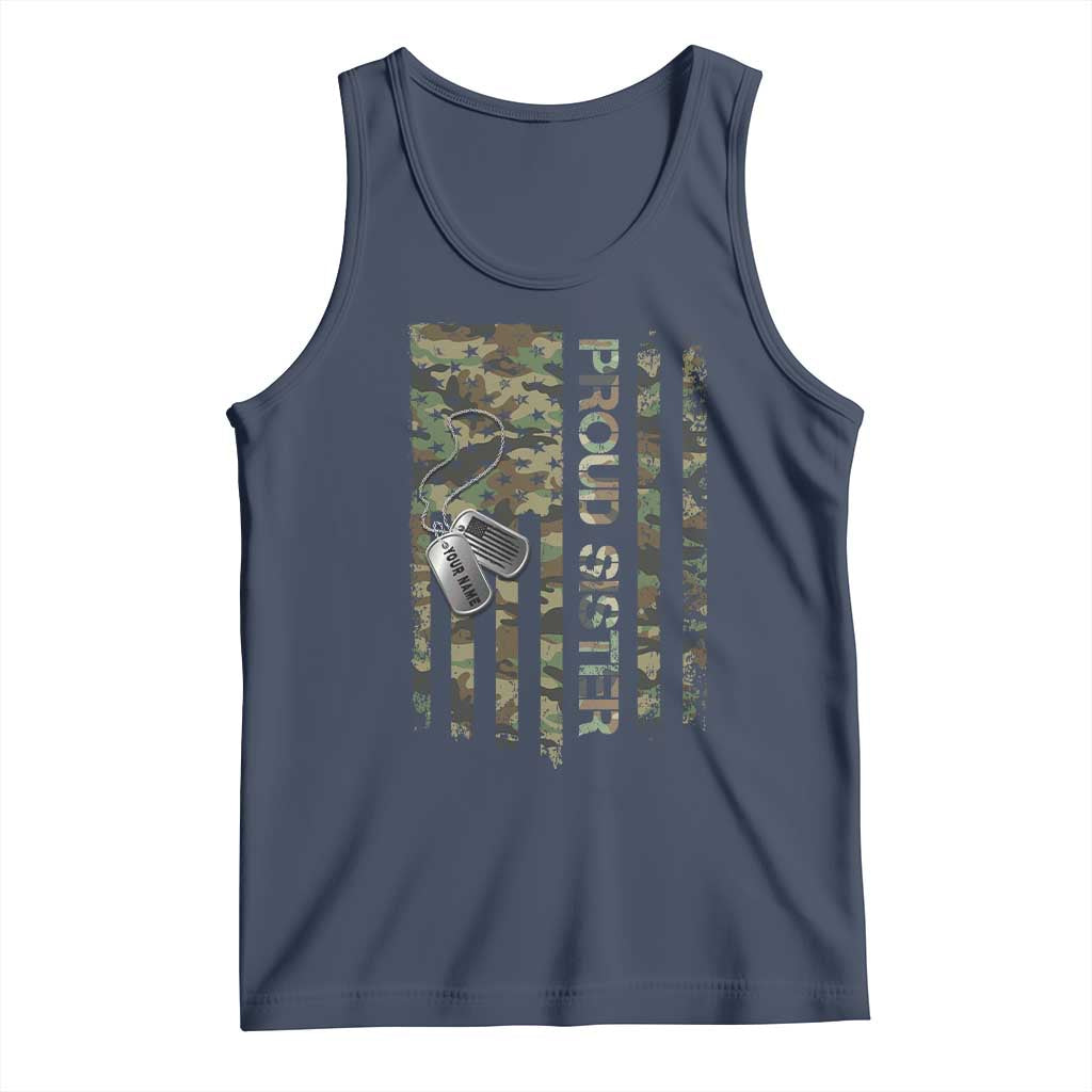 Personalized Proud Army Sister Tank Top Custom Name Dog Tag Camo American Flag Gift