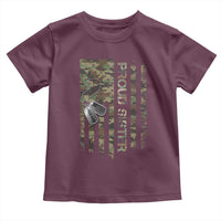 Personalized Proud Army Sister Toddler T Shirt Custom Name Dog Tag Camo American Flag Gift