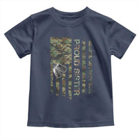 Personalized Proud Army Sister Toddler T Shirt Custom Name Dog Tag Camo American Flag Gift